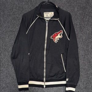 CCM Coyote’s Hockey Black and White Track  Jacket with Red Logo Small